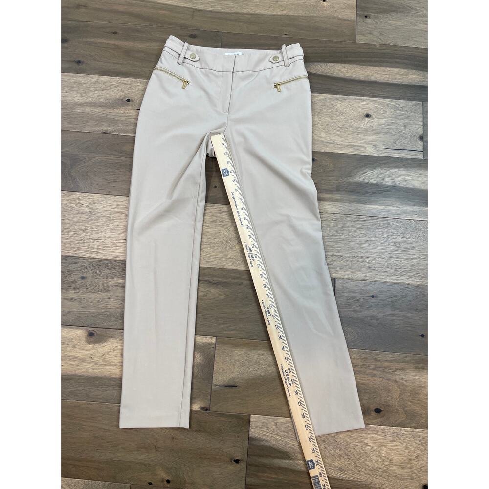 Calvin Klein Tan Pants Size 2 Gold Zipper Tapered Ankle Stretch Slim Fit - Picture 6 of 12